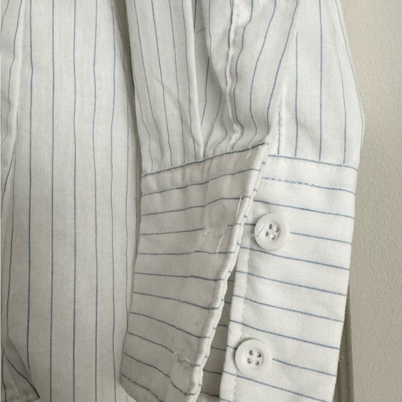 H BAR C Western Wear Men Long Tail White Blue Stripes Button Up Shirt-14 1/2 -32 - Picture 6 of 8
